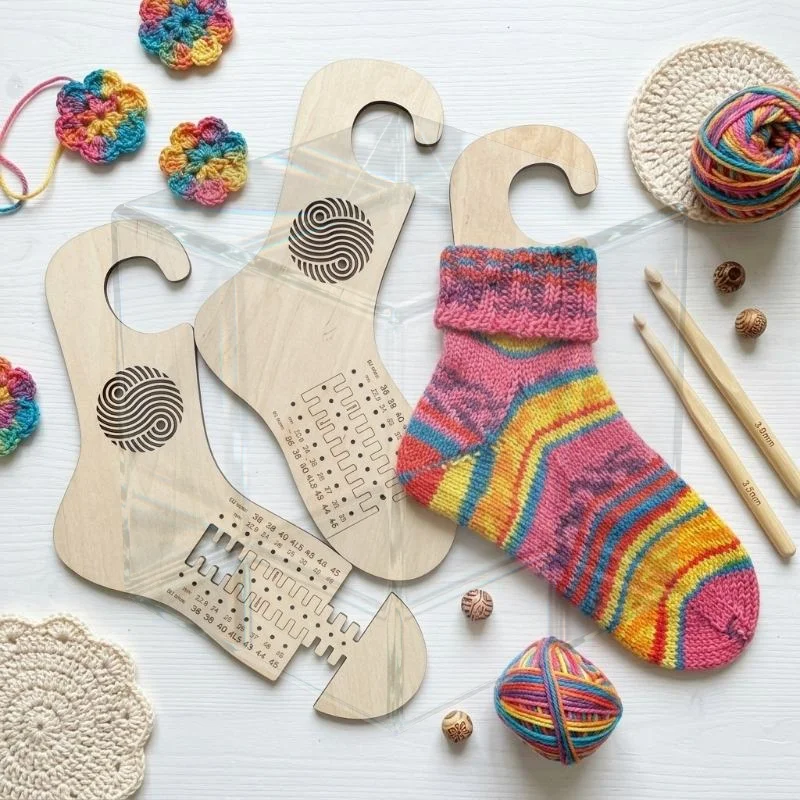 Wooden Sock Blockers With Accurate Size Markings Polished Natural Wood Surface For Knitting Enthusiasts DIY Sock Projects
