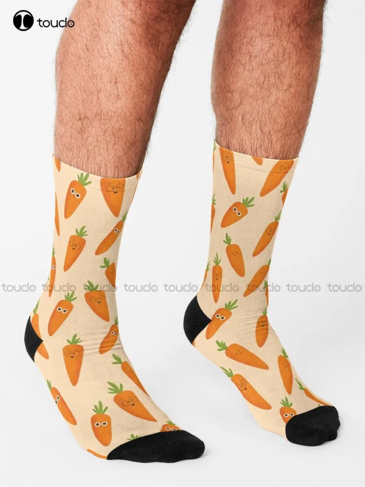 Carrots Vegetable Orange Socks Sport Socks For Men Streetwear Harajuku Personalized Custom Unisex Adult Teen Youth Socks Retro