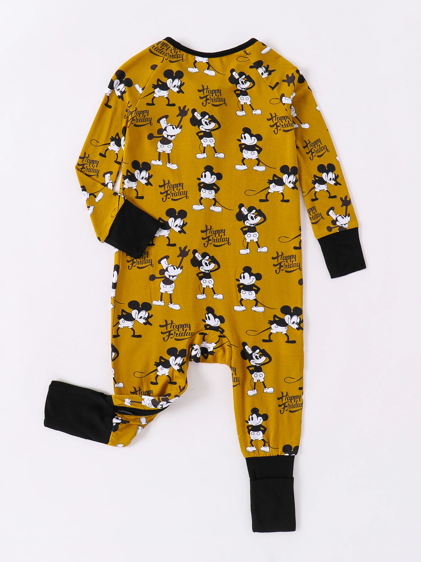 Baby onesie Bamboo fiber thin soft breathable New baby deep yellow digital print baby reversible foot cover zipper clothing