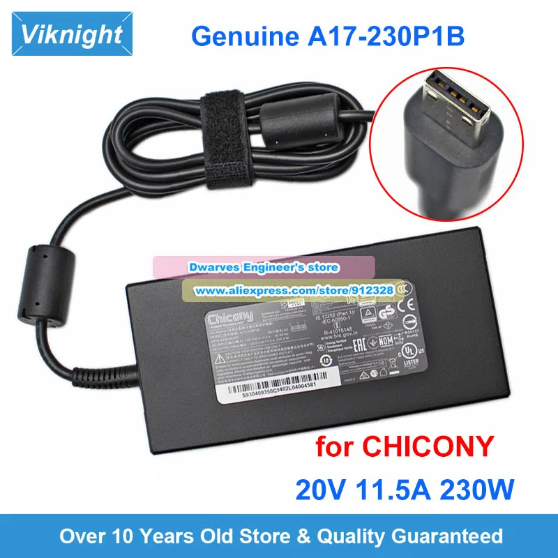 Genuine Chicony A17-230P1B Laptop Adapter Power Supply 20V 11.5A For MSI GP76 GE66 RAIDER 10SGS-201ES 10SF-043UK Charger 230W