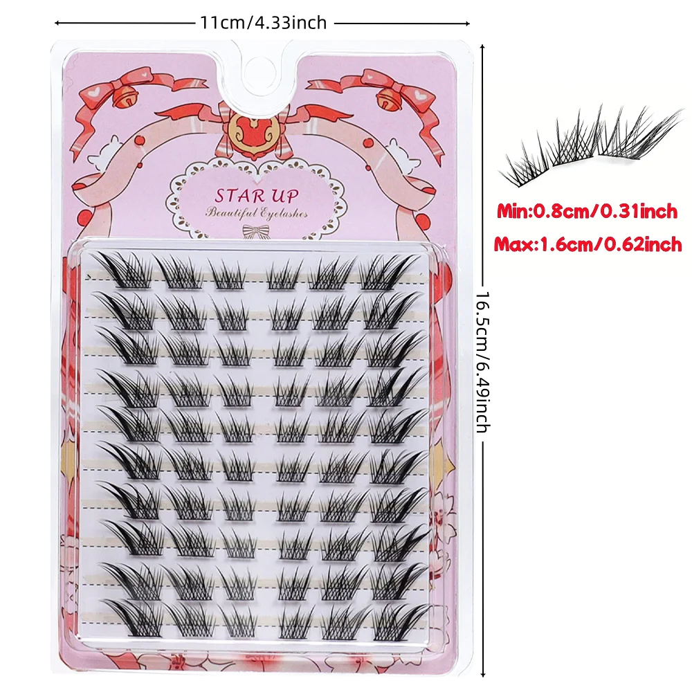 60 자연 속눈썹 클러스터 DIY 속눈썹 확장 Wispy 3D 고양이 눈 속눈썹 클러스터 C 곱슬 단일 속눈썹