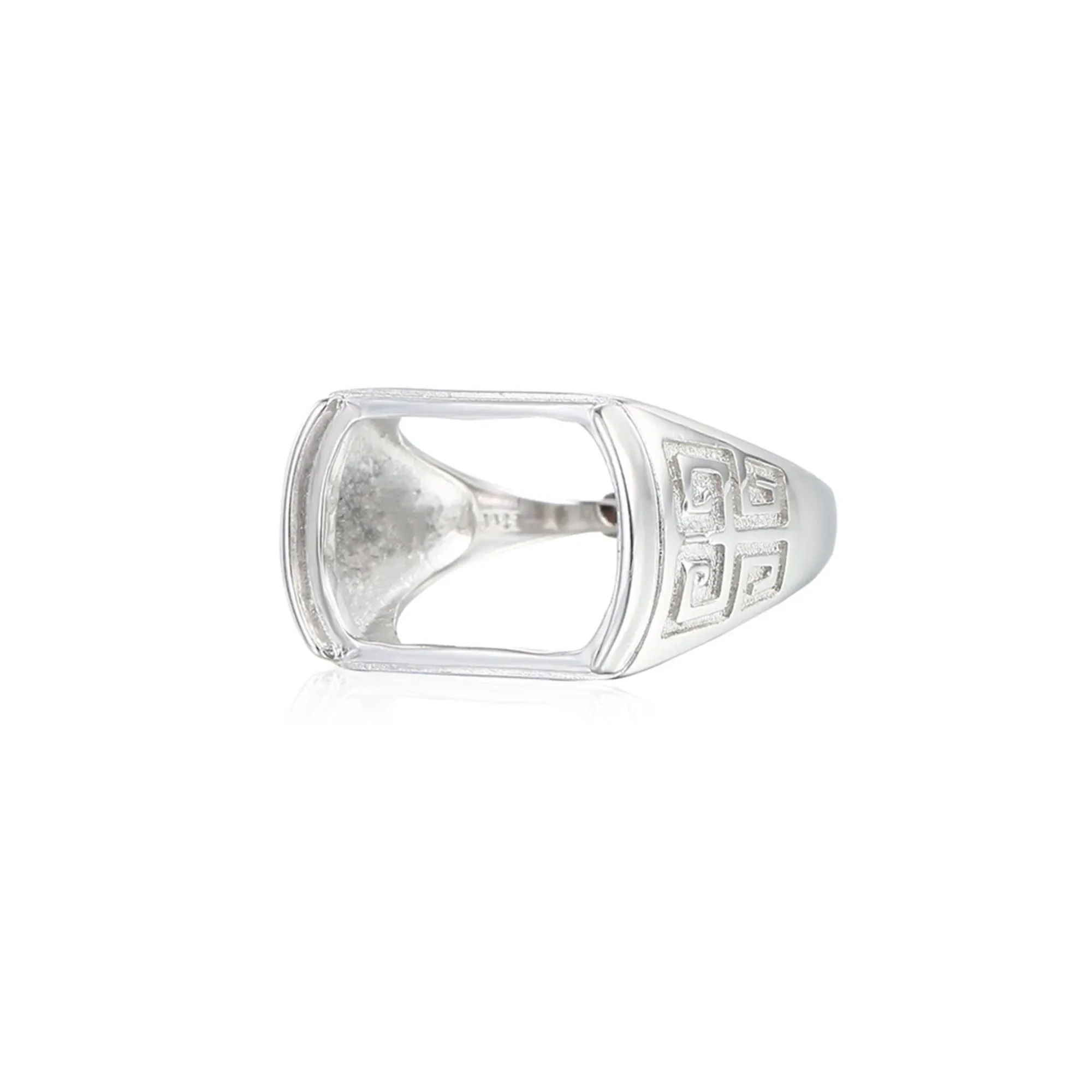 

Ring Blank for 11x16mm Saddle Cabochons White Gold Plated 925 Silver Adjustable Ring Base