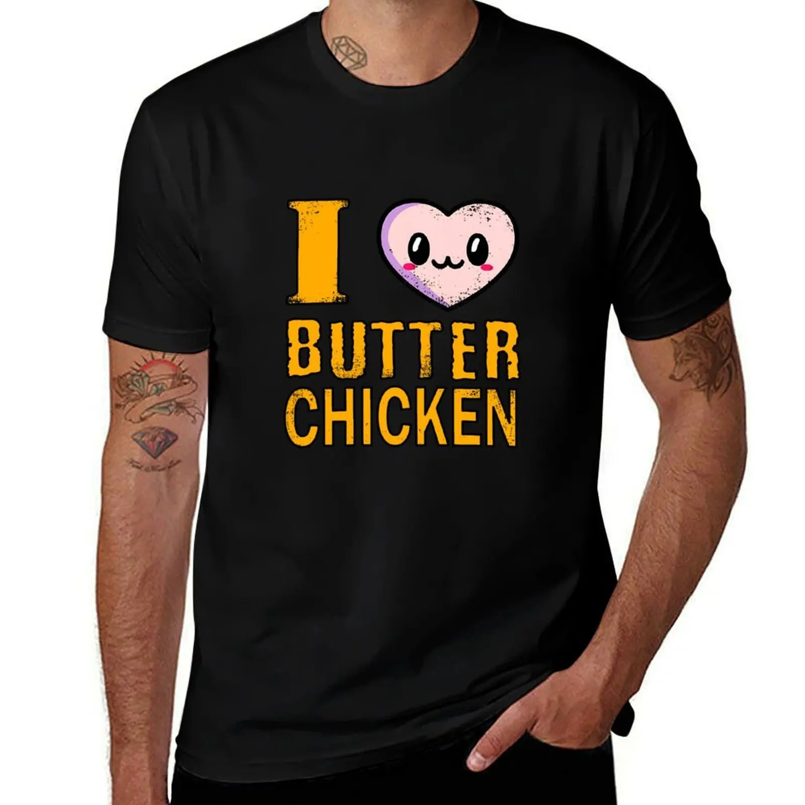 I love Butter Chicken - Indian cuisine T-Shirt Fashion Casual Short Sleeve Top T-Shirt