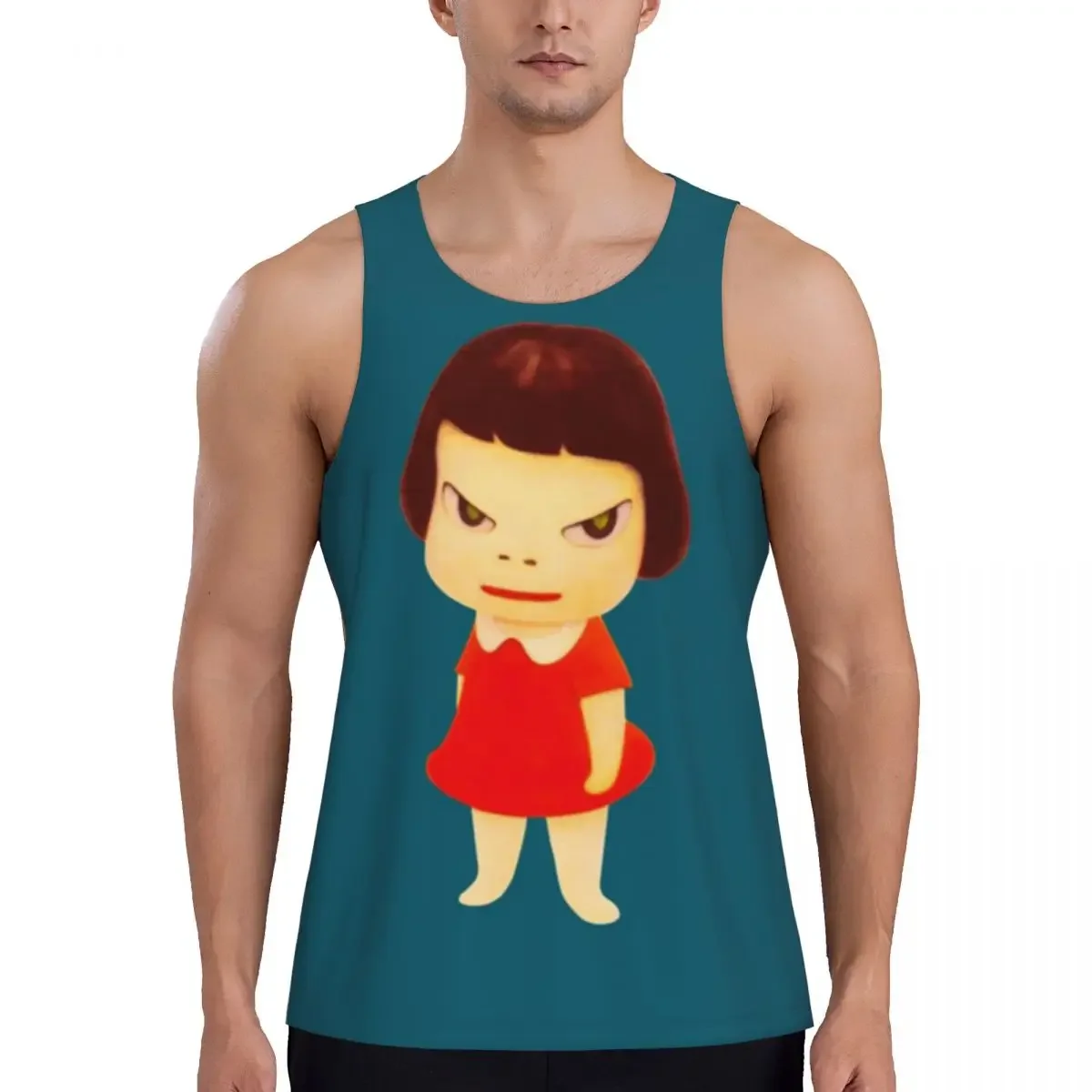 Yoshitomo Nara Gym Tank Bodybuilding Vest Fitness Sleeveless Tops Quick Dry Men Workout Sports Clothing