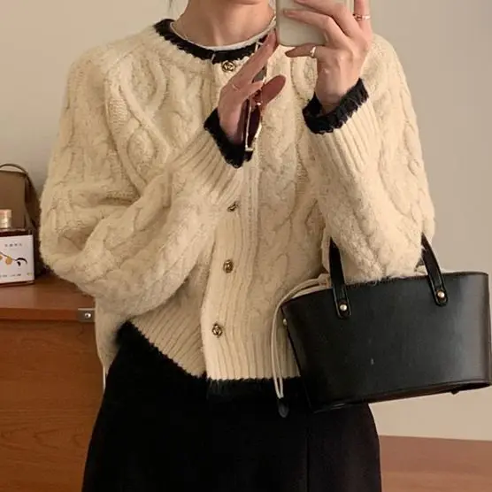 Korean trend dopamine chic sweater women's autumn and winter wear knitted cardigan jacket lazy niche top women clothing y2k top