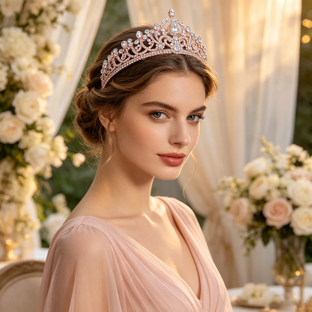 2026 Cross-border European-style best-selling alloy rhinestone crowns party, ball and beauty pageant headpieces and accessories