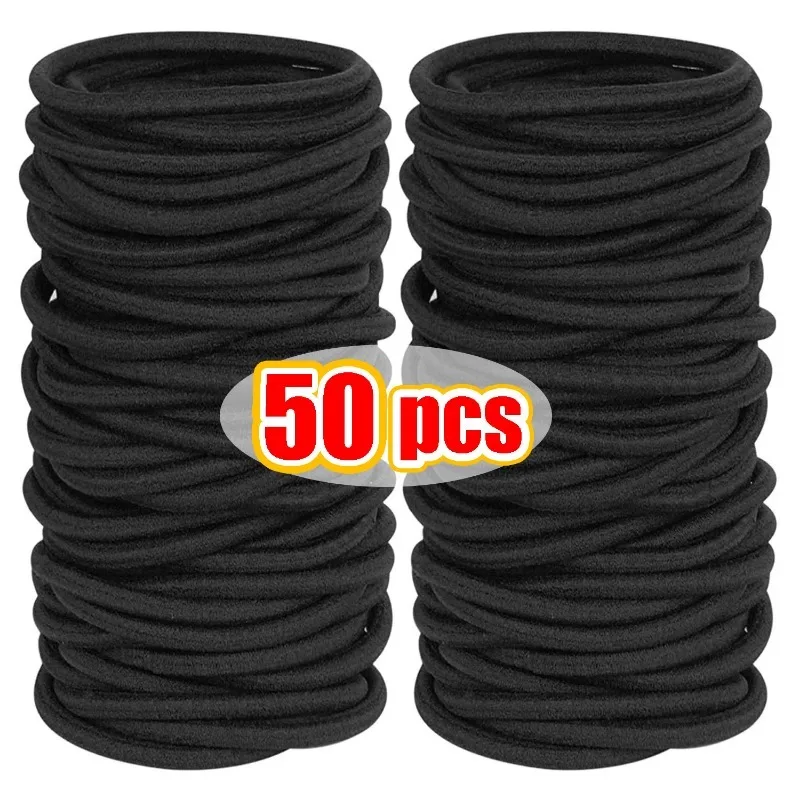 Black Simple Hair Rope Seamless Cheap High Elastic Women High Ponytail Holders Hairbands Fashion Headwear Hair rings Wholesale