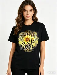 Sunflower Love Printed Summer T-Shirt Loose Fit Oversized Top for Men And Women Kawaii Polyester Fiber Short Sleeve Casual Wear