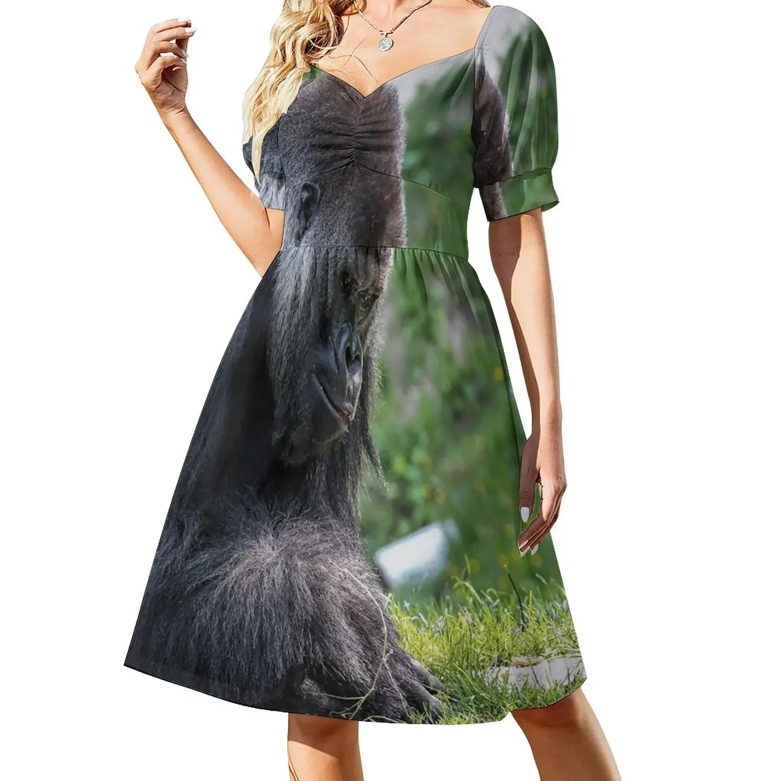 

Gorilla Short-Sleeved Dress elegant dress summer women's dress 2025 women's summer clothing 2025 ceremony dresses