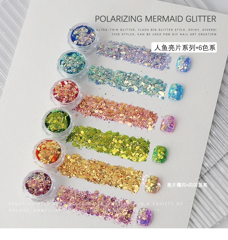 السائبة الثلاثية الأبعاد مختلط مكتنزة بريق تقشر البريق الترتر مستحضرات التجميل للوجه الجسم العين الشعر مسمار الفن الراتنج بريق فضفاض مسحوق