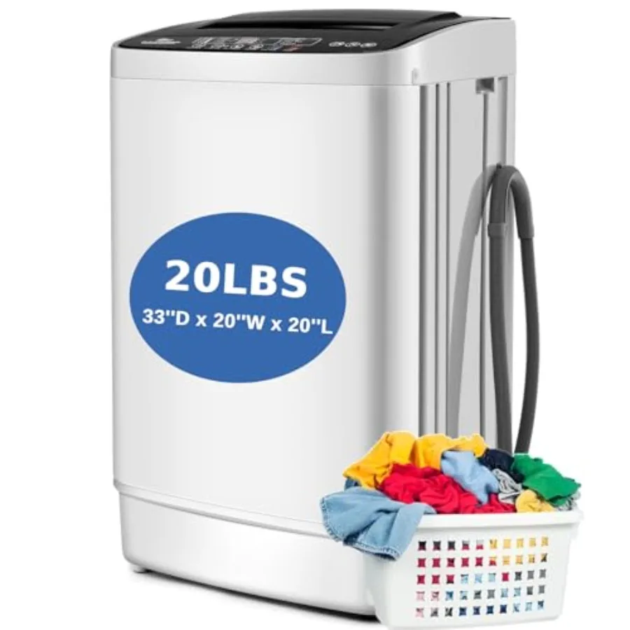

Portable Washing Machine 20 lbs Capacity Full Automatic Compact Washer Dryer Combo with 4 Wash Programs 4 Water Levels 3 Water