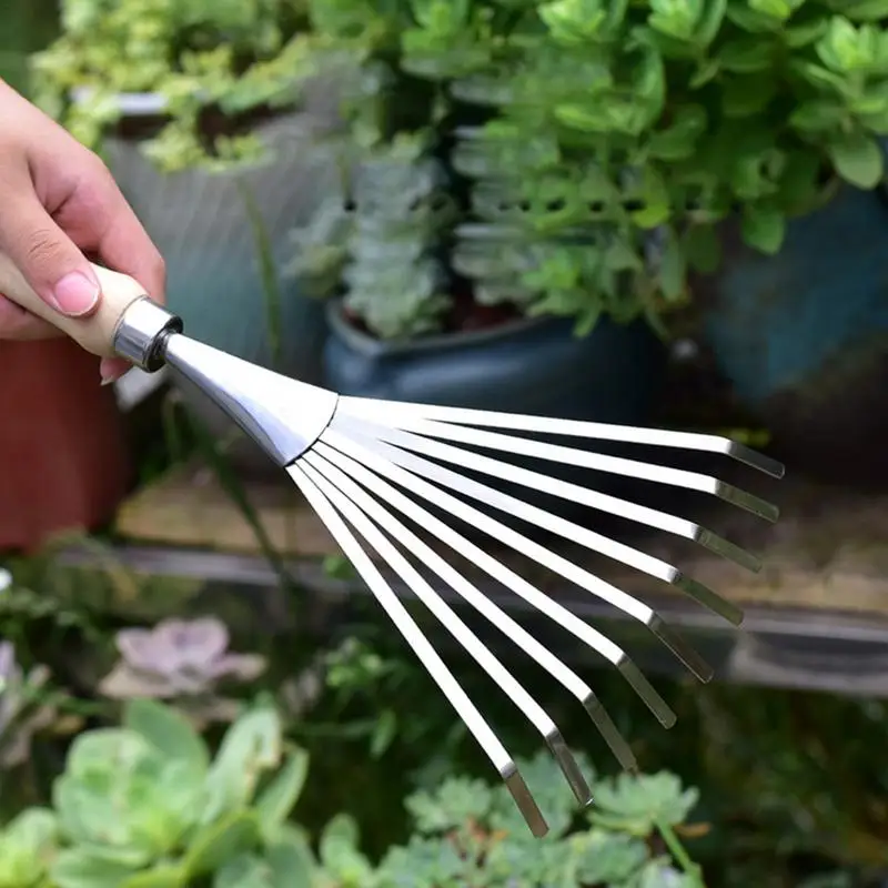Hand Rakes Long Handle Stainless Steel Shell Clam Digger  Small Leaf Rakes Great for Gardening Planting Garden Sweep  Yard