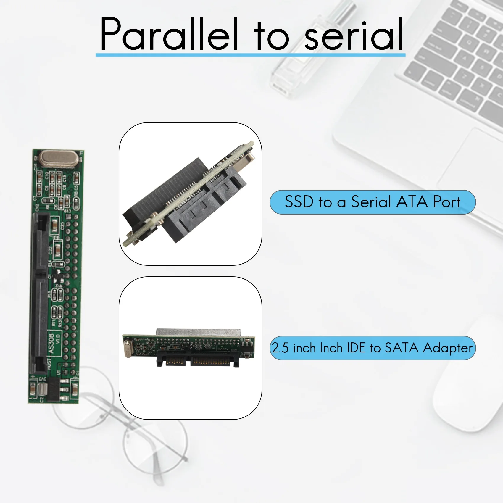 2.5 Inch Ide To Sata Adapter, Convert Laptop 44 Pin Male Ide Pata Hdd Hard Disk Drive Ssd To A Serial Ata Port HOT