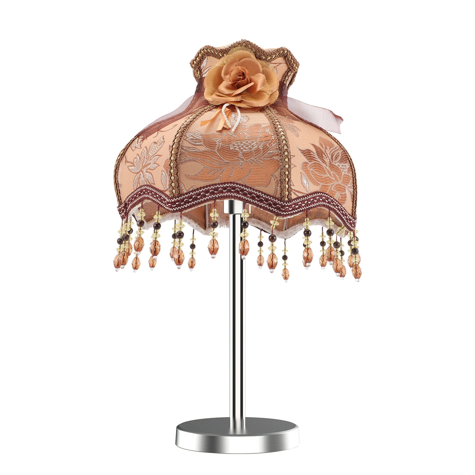 

Retro Fabric Lampshade Victorian European Style Table Lamp Cover Fringe Cloth Shade Warm Decorative Lighting Bedroom Living Room