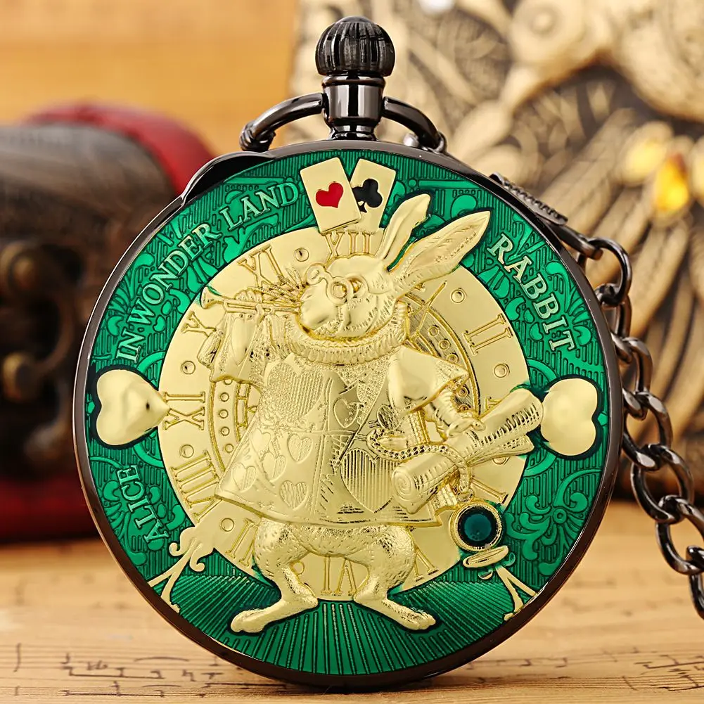 

Disney Alice in Wonderland Retro Embossed Music Box Pocket Watch Fashion Creative Quartz Watch Accessories Boys and Girls Gifts