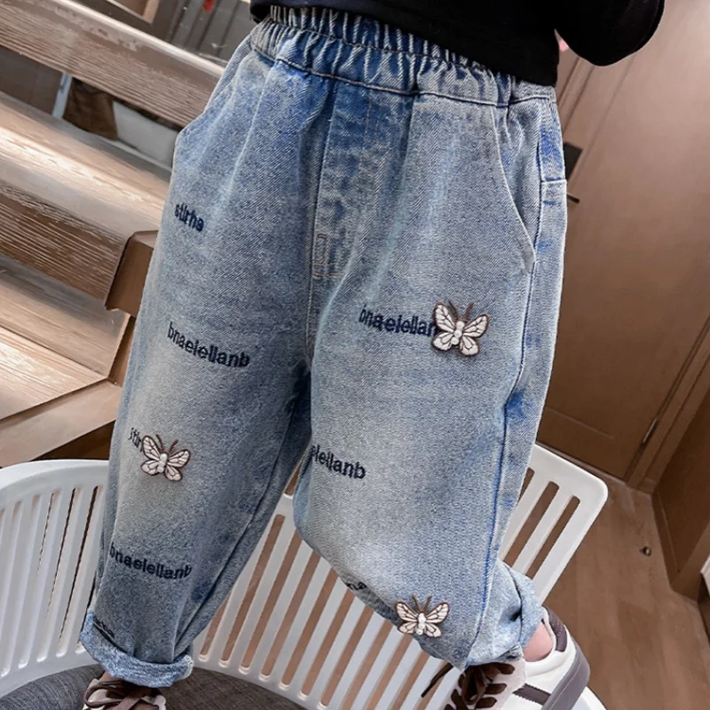 

Girls Jean Pants Long Trousers Cotton 2024 Graceful Spring Autumn Teenagers Baby's Kids Pants Sport Teenagers Children's Clothin