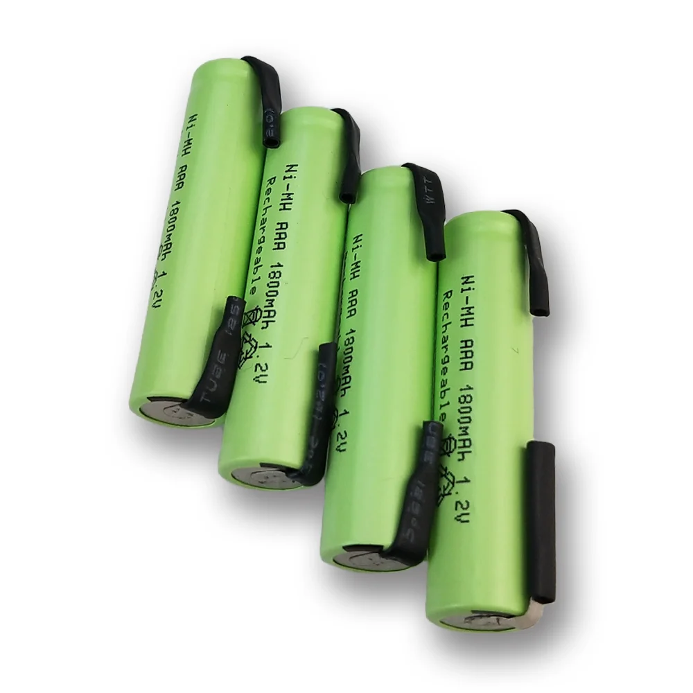 1.2V 1800mAh  AAA Rechargeable Battery Cell, with Solder Tabs for Philips Braun Electric Shaver, Razor, Toothbrush