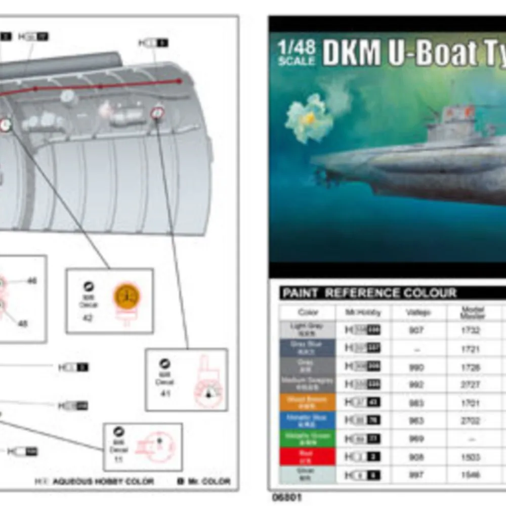 ชุดประกอบโมเดลเรือดำน้ำเยอรมัน Trumpeter 06801 1/48 VIIC U-552 DKM U-Boat ของเล่นสำหรับผู้ใหญ่ ของขวัญ TH06819