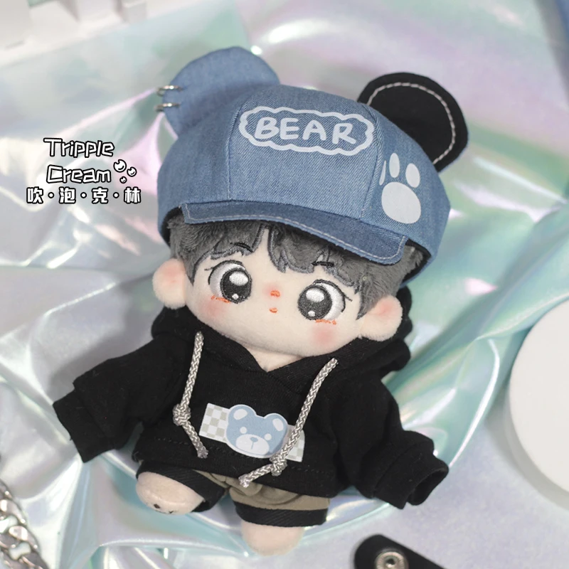 Cool Handsome Fashion Rivet Hat Little Bear Sweater Punk Pants Suit For 10cm Plushie Cotton Doll Clothes Anime Toy For Kids Gift