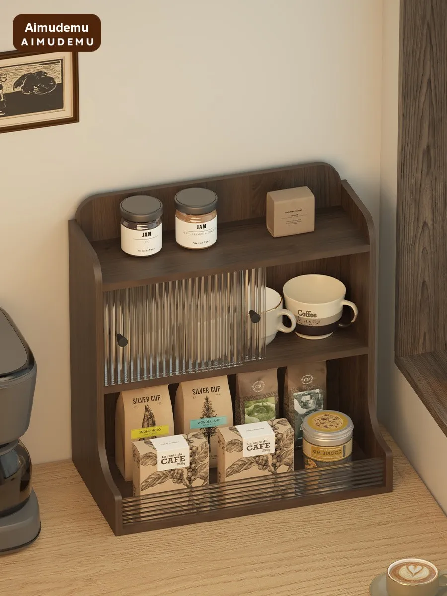 

Dustproof Home Use Dining Cabinet with Door Multi-functional Coffee Bean Mug Cup Holder Storage Ra Acrylic Densi Board elf