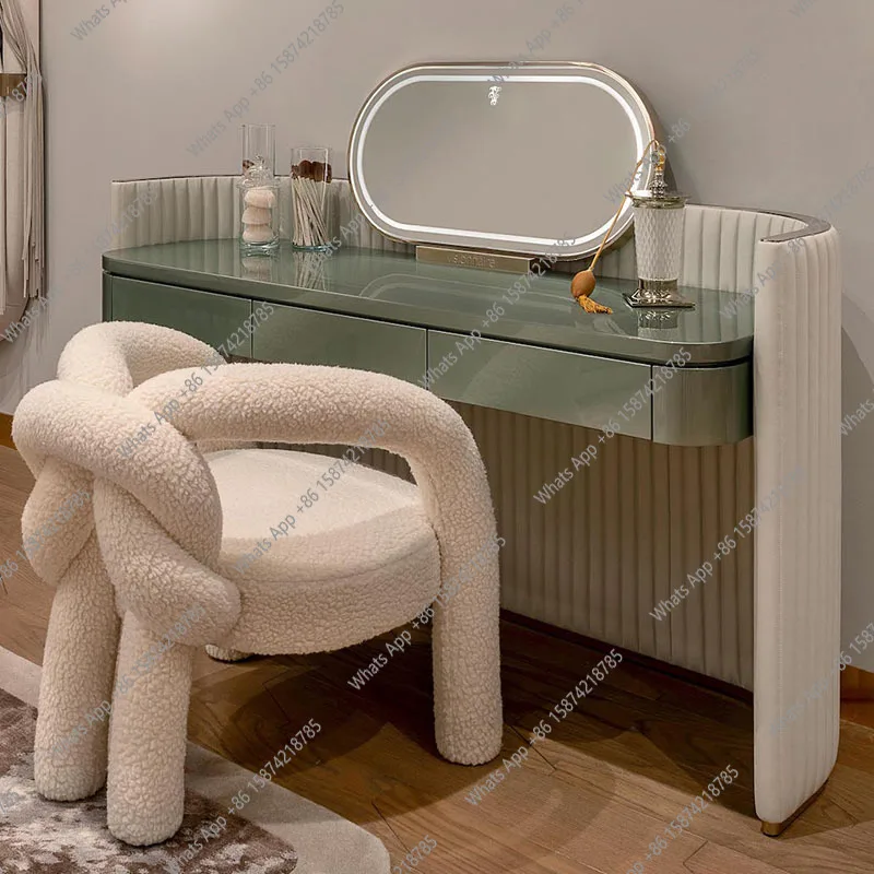 

Simple dressing table with makeup mirror Bedroom Modern light luxury high-end designer dressing table