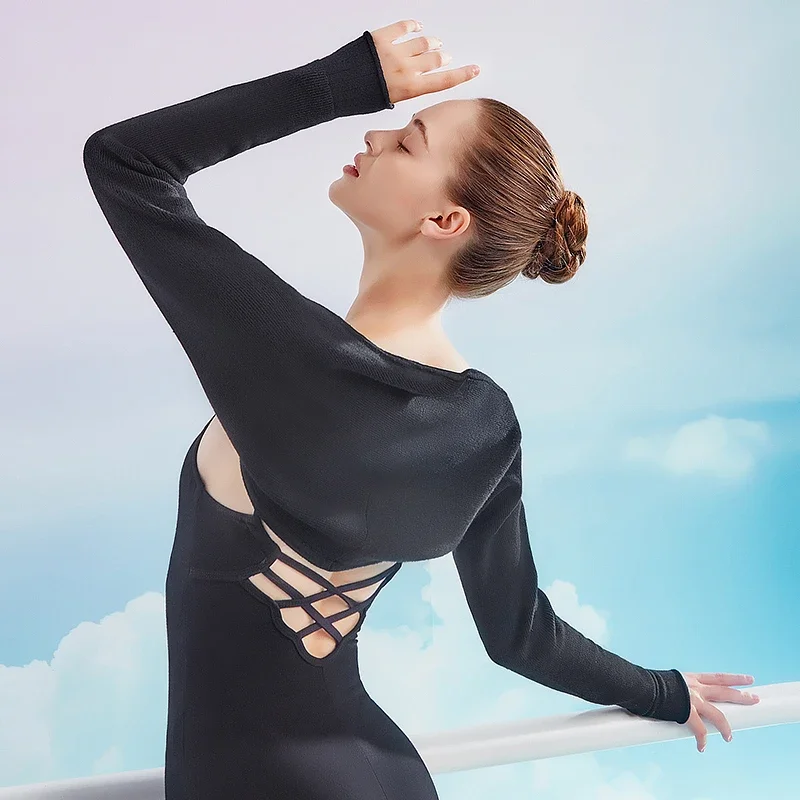 الكبار النساء الباليه التفاف سترة الرقص القمم متماسكة معطف دافئ شال سترة طويلة الأكمام الرقص سترة الفتيات الجمباز أكتيفيوير