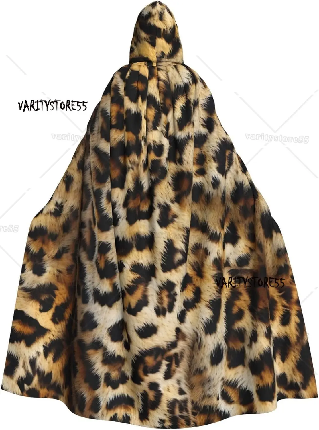 

Soft Leopard Skin Adult Halloween Cloak with Hood Comfortable Party Cape for Costumes Cosplay Halloween Parties Hooded Cloak