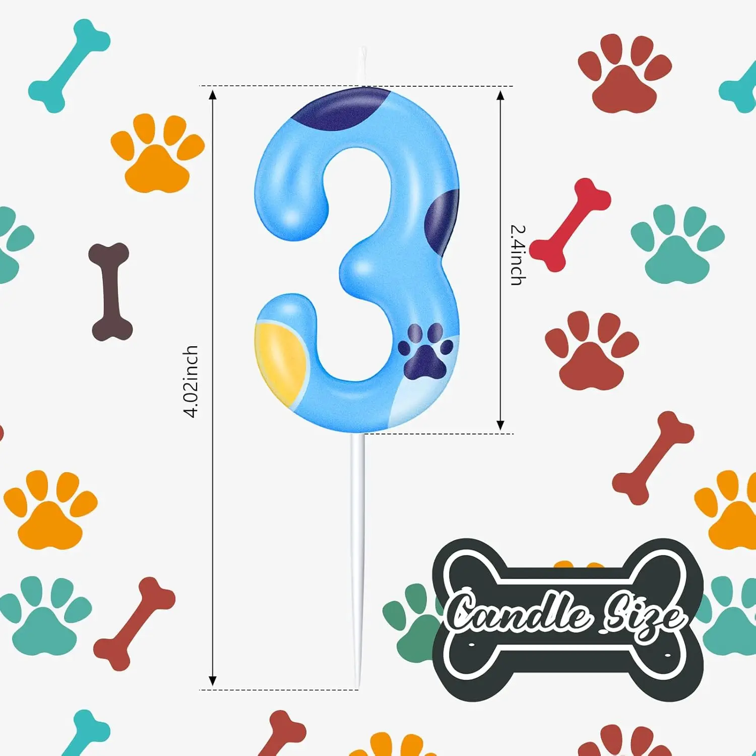 Blaue Hundepfoten-Kerzen Nummer 1-7 Geburtstagstorten-Dekorationen Kuchen-Cupcake-Topper für Jungen- und Mädchen-Geburtstagsdekoration – Detail 6