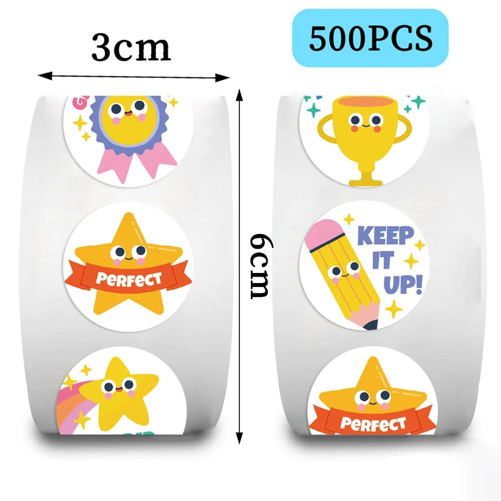 500pcs/10 types Cartoon Medal Stickers For School Reward Stickers Classroom Decoration Encouragement For Student Teacher