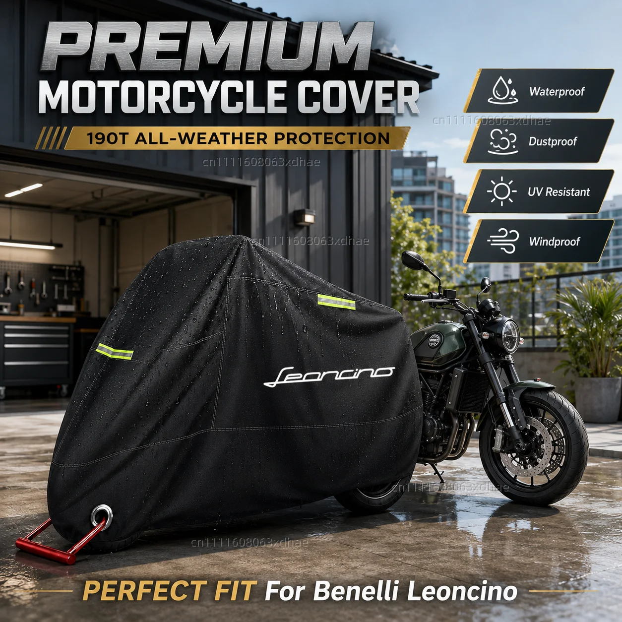 All-Weather Motorcycle Cover Outdoor Protection Waterproof 190T Oxford Cloth For For Benelli Leoncino 500/LeonineX