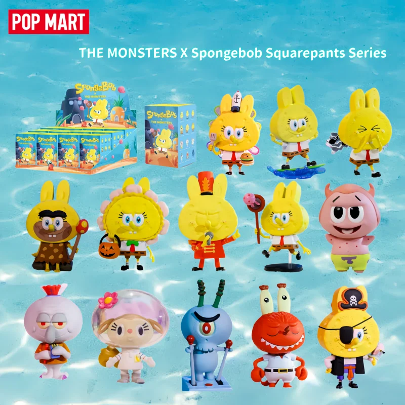 

THE MONSTERS X Spongebob Squarepants Series Original Popmart Blind Box Desktop Ornaments Pvc Collectible Anime Figurines Toys