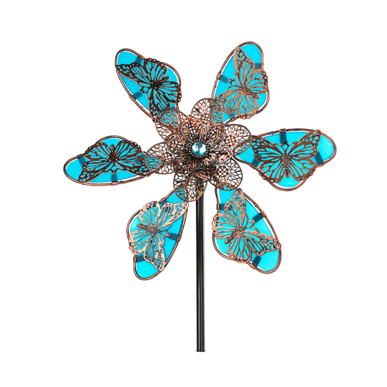 

Wrought Iron Garden Decoration Colorful Wind Luminous Butterfly Plugin Decorate Patio Exquisite Outdoor Decorative Windmill