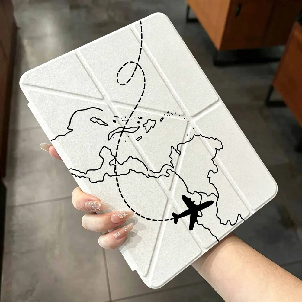 Hot Flight Route Map For IPad Mini Air Pro 13 12.9 11 10.9 10.5 10.2 9.7 8.3 7.9 inch 5 6 7 8 th Pen Slot Tablet Case