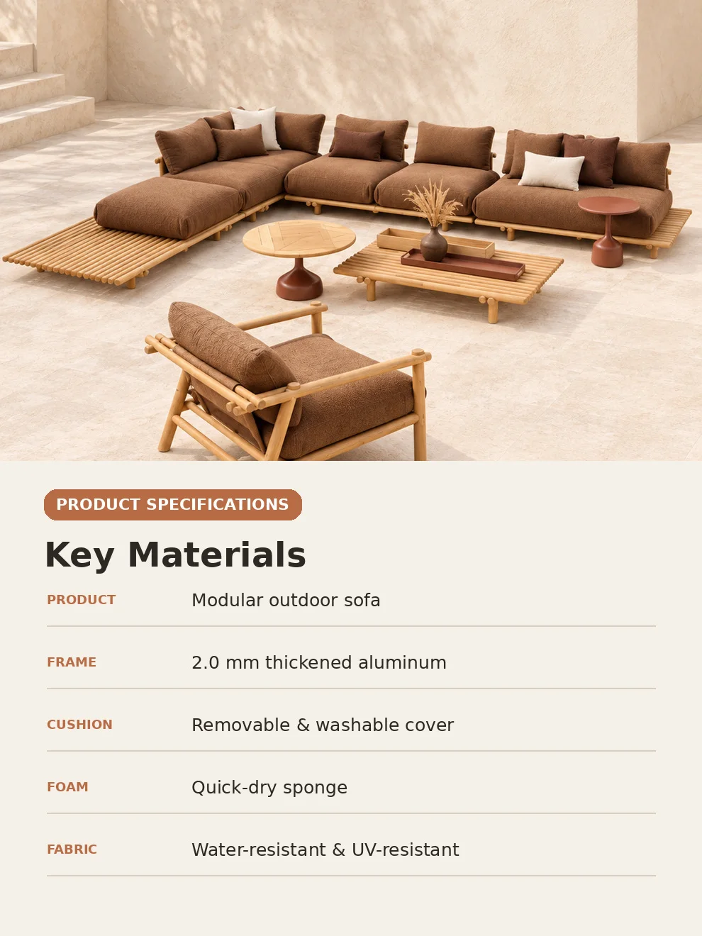 Weather Luxury Teak Frame PE Rattan Waterproof Sofa Set Outdoor Furniture Perfect For Garden Patio Poolside Beach Hotel