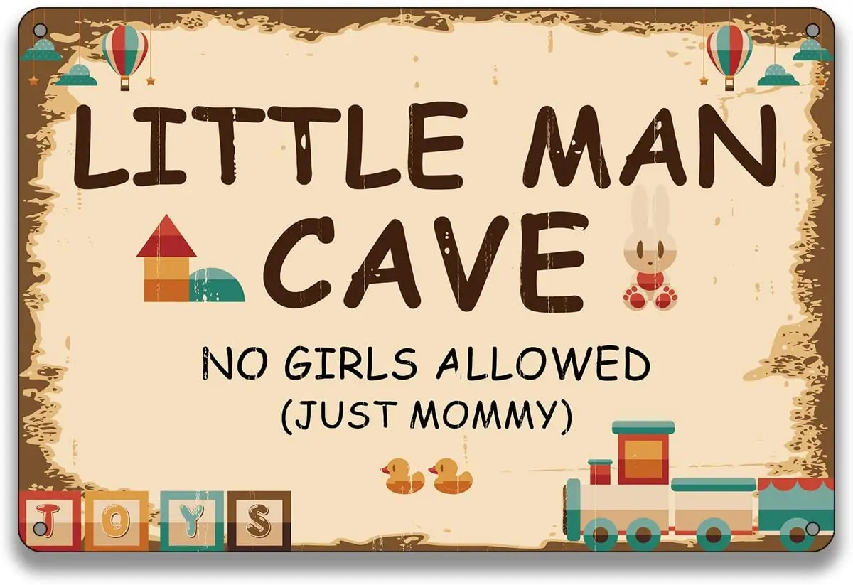Интересное домашнее украшение для стен, металлический Ретро-логотип маленького человека, пещера, не допускается только для мамы, ретро-логотип фермы для детей