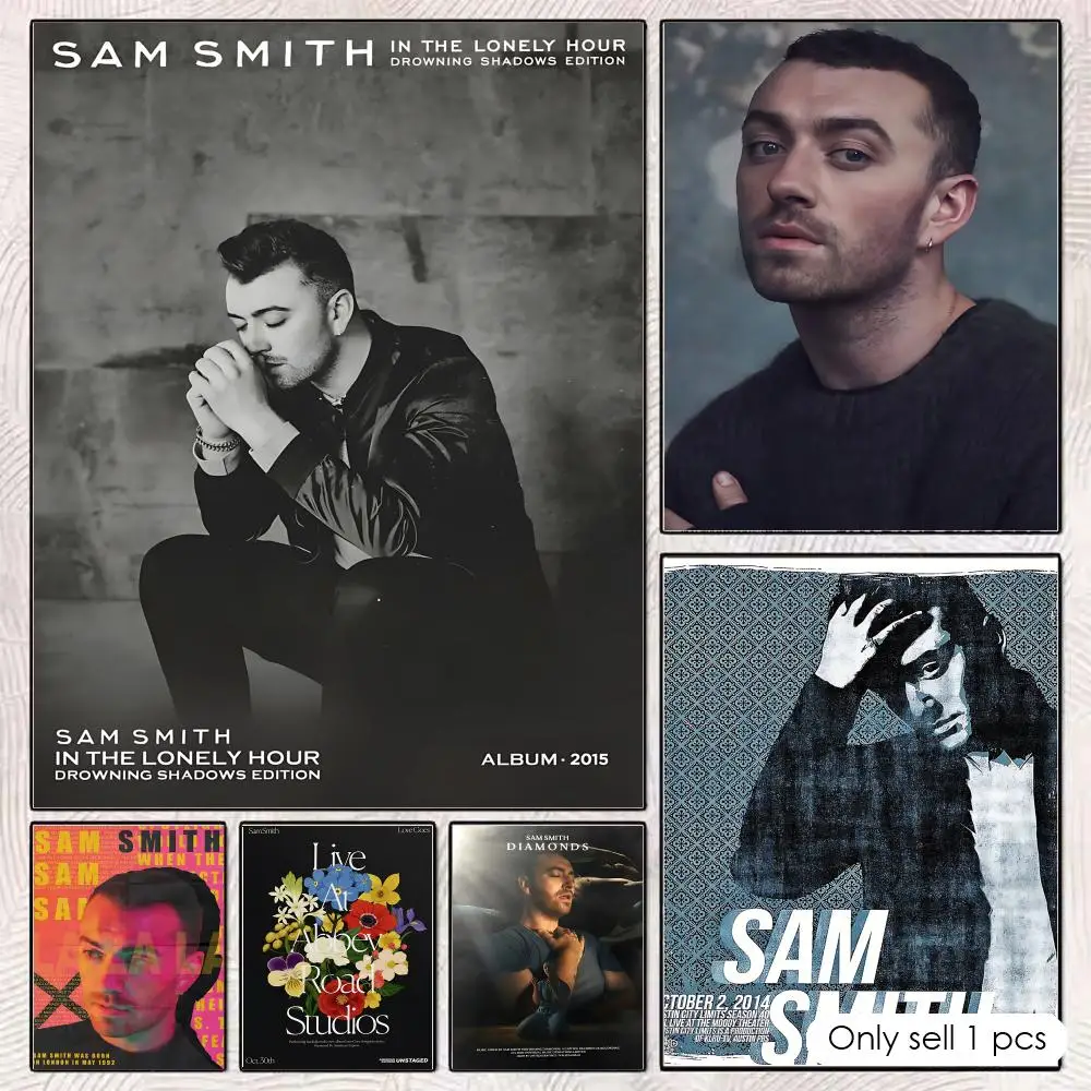 Pop vocalist S-Sam S-Smith Poster Self-adhesive Wall Mural Art Waterproof Sticker For Bar Room Decor High Quality Print Gift