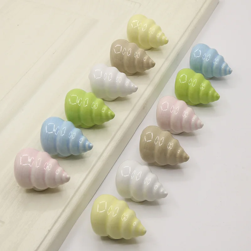 

2PCS Colorful seashell cartoon ceramic cabinet door handles single-hole drawer handles for wardrobes and shoe cabinets