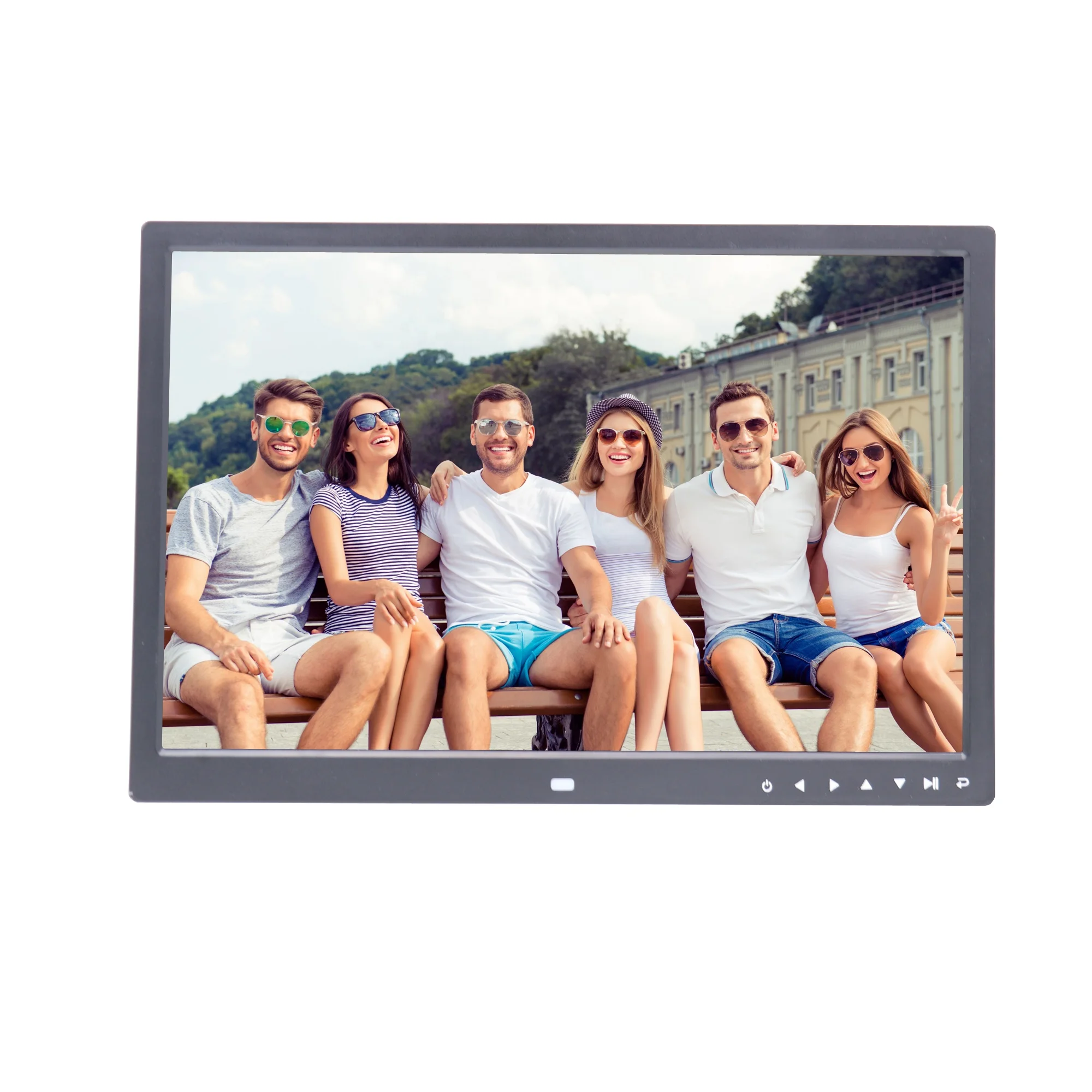 

17 inch 17 inches digital photo frame touch buttons infront picture video player HD Input Wide screen digital picture frame