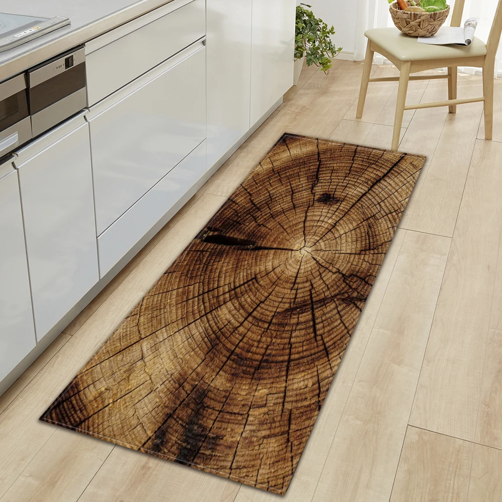 

Wood Grain Kitchen Floor Mats Home Living Room Bedroom Hallway Balcony Decor Carpets House Entrance Door Bath Non-Slip Foot Rugs