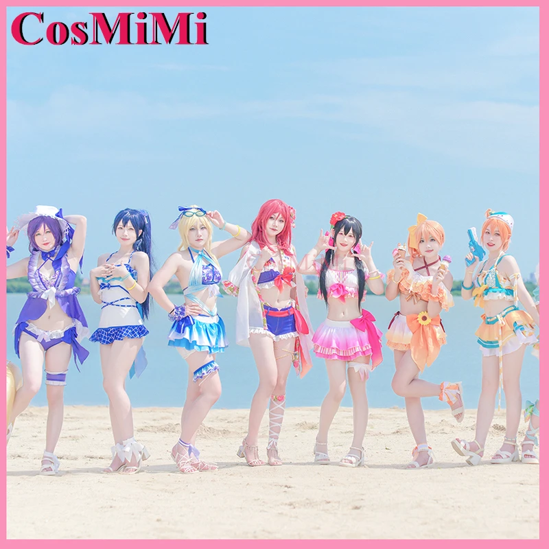 CosMiMi ホットアニメ LoveLive Aqours すべてのメンバーコスプレ衣装甘い素敵な水着女性カーニバルパーティーロールプレイ服 S-XL