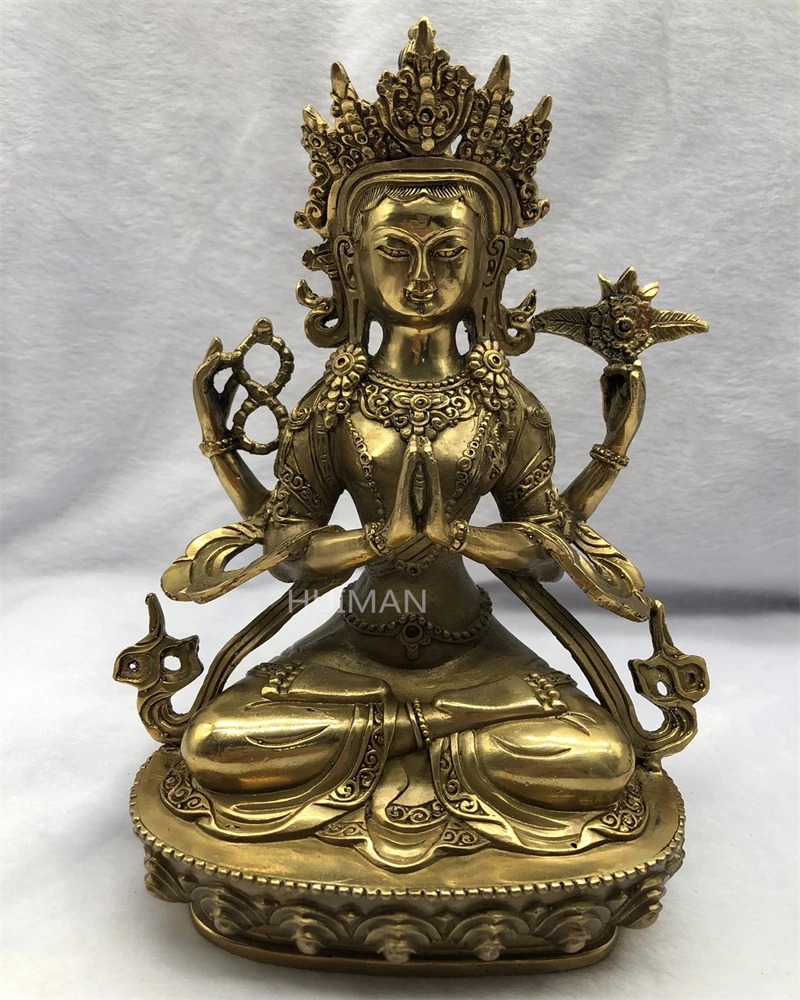 

Collect China Fine Workmanship Brass Sculpture Bodhisattva Buddha Metal Crafts Home Decoration#8