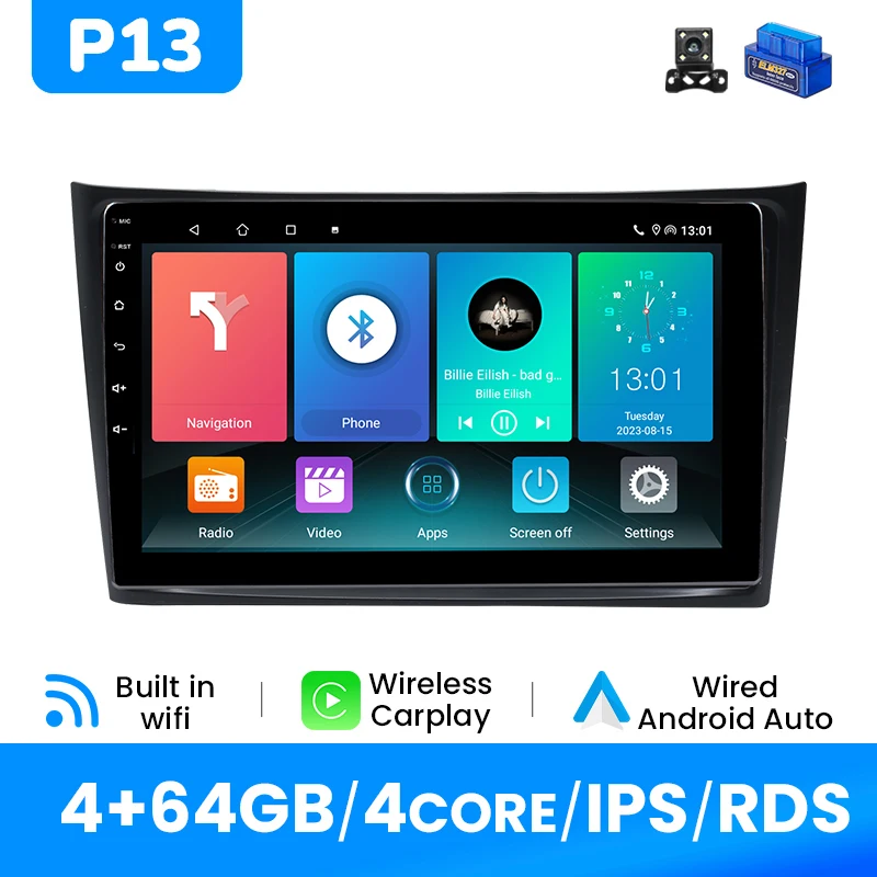 10.1inch 8Core Android14 Draadloze Carplay Android auto Autoradio Speler Multimedia Speler Voor Volvo XC90 2004 - 2013 IPS 4G Wifi