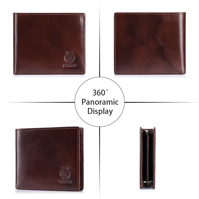 Men's Short Horizontal Wallet Genuine Full Grain Cow Leather Multi Card Holder Minimalist Fashion Leather Money Purse