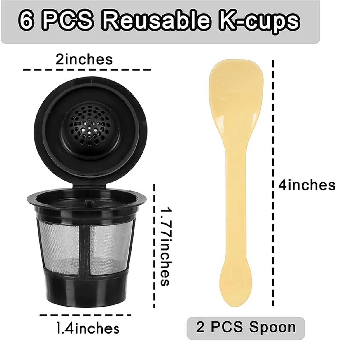 Reusable for K Cups for ,Universal Refillable Kcups Coffee Filters for K- and K- Plus for 1.0&2.0