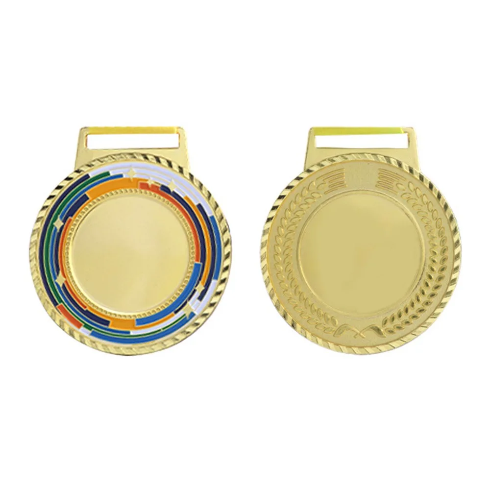 

Пустые медали с цветной лентой Золото Серебро Бронза 7,5x6,5 мм Золото Серебро Бронзовая медаль Сувенирная универсальная цветная медаль