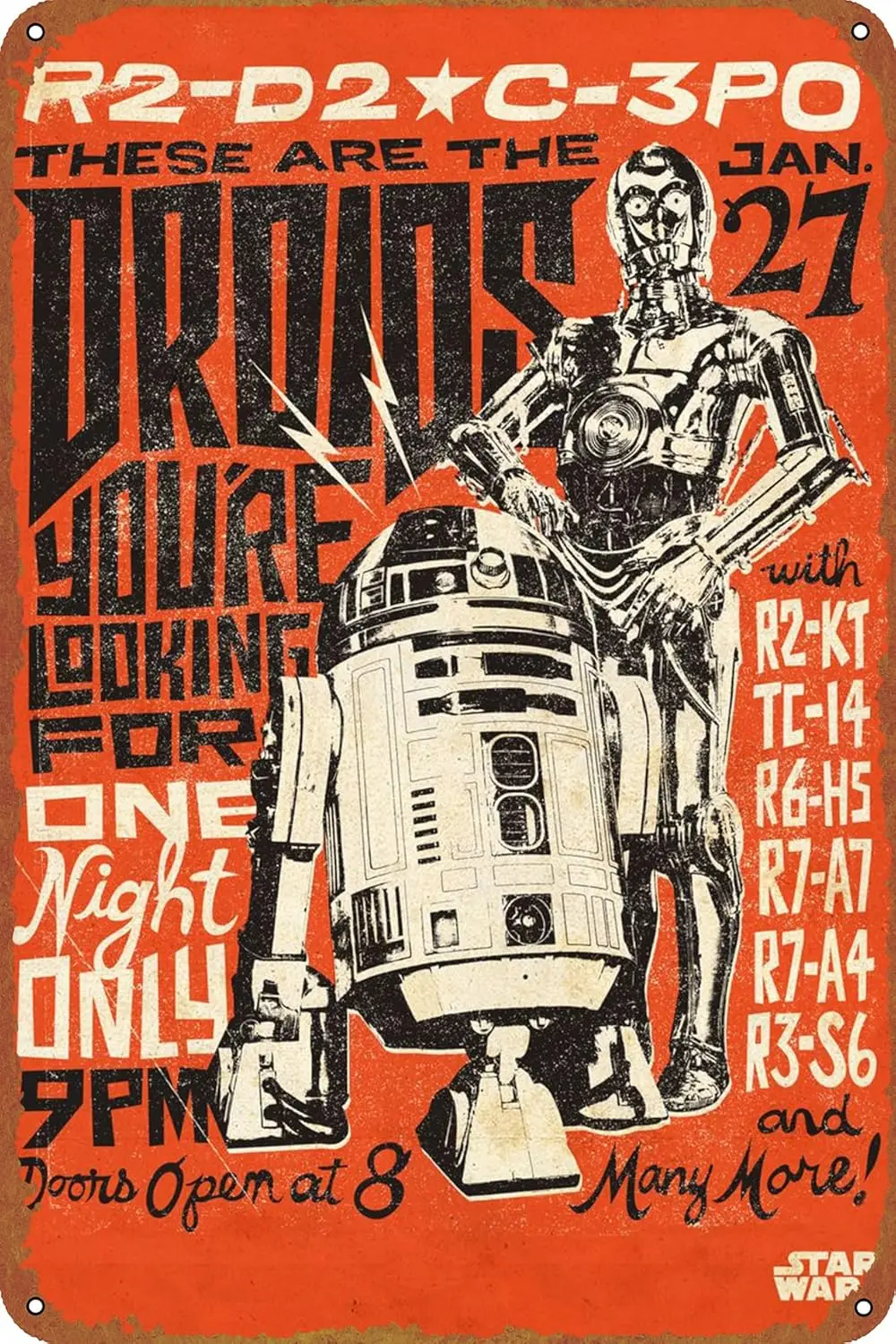 Droids Movie Poster Metal Tin Sign Wall Decor Signs,Retro Art Decor Metal Plaque Art 8x12 Inch