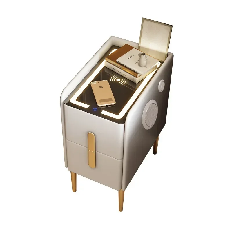 

Minimalist Ultra-Narrow Smart Bedside Table Modern Style Wireless Charging Bluetooth Nightstands Multi-Functional Table