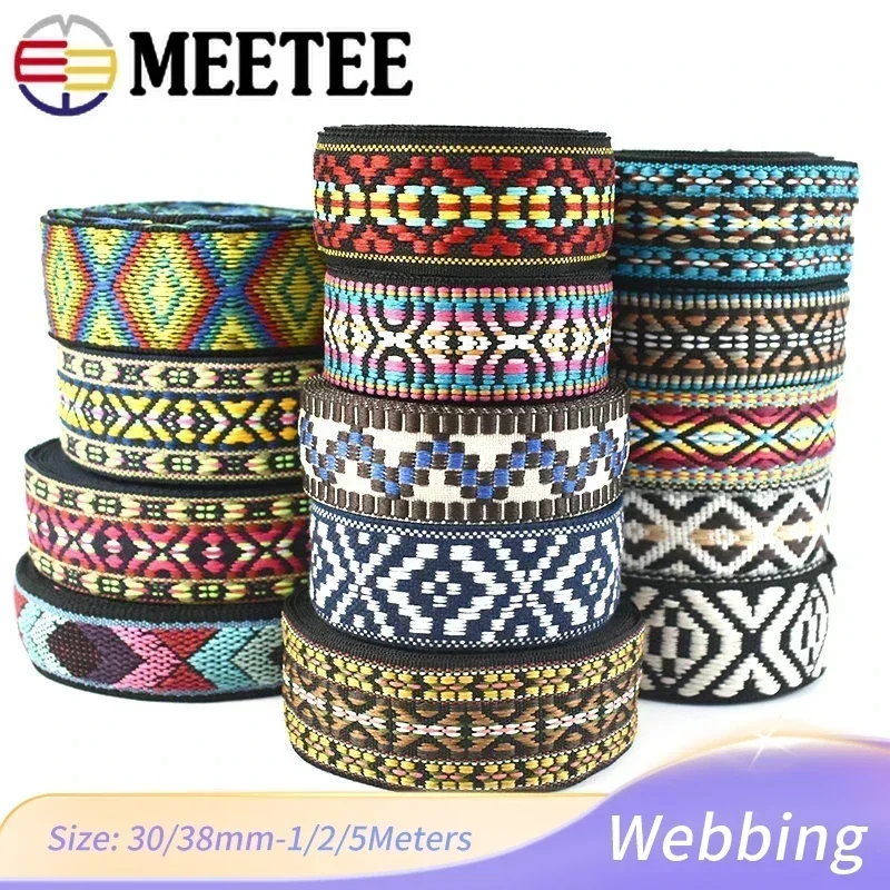 1/2/5Yards 30mm Polyester Jacquard Webbing Bag Straps Belt Ribbon Clothes Bias Binding Tape Fabric DIY Sewing Accessories