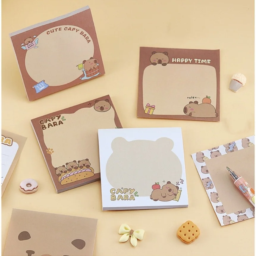 Ins Kapibala Sticky Note Book Student Cute Message Post High-value Cartoon Capybara Stationery Reward Small Gift Memo Pad