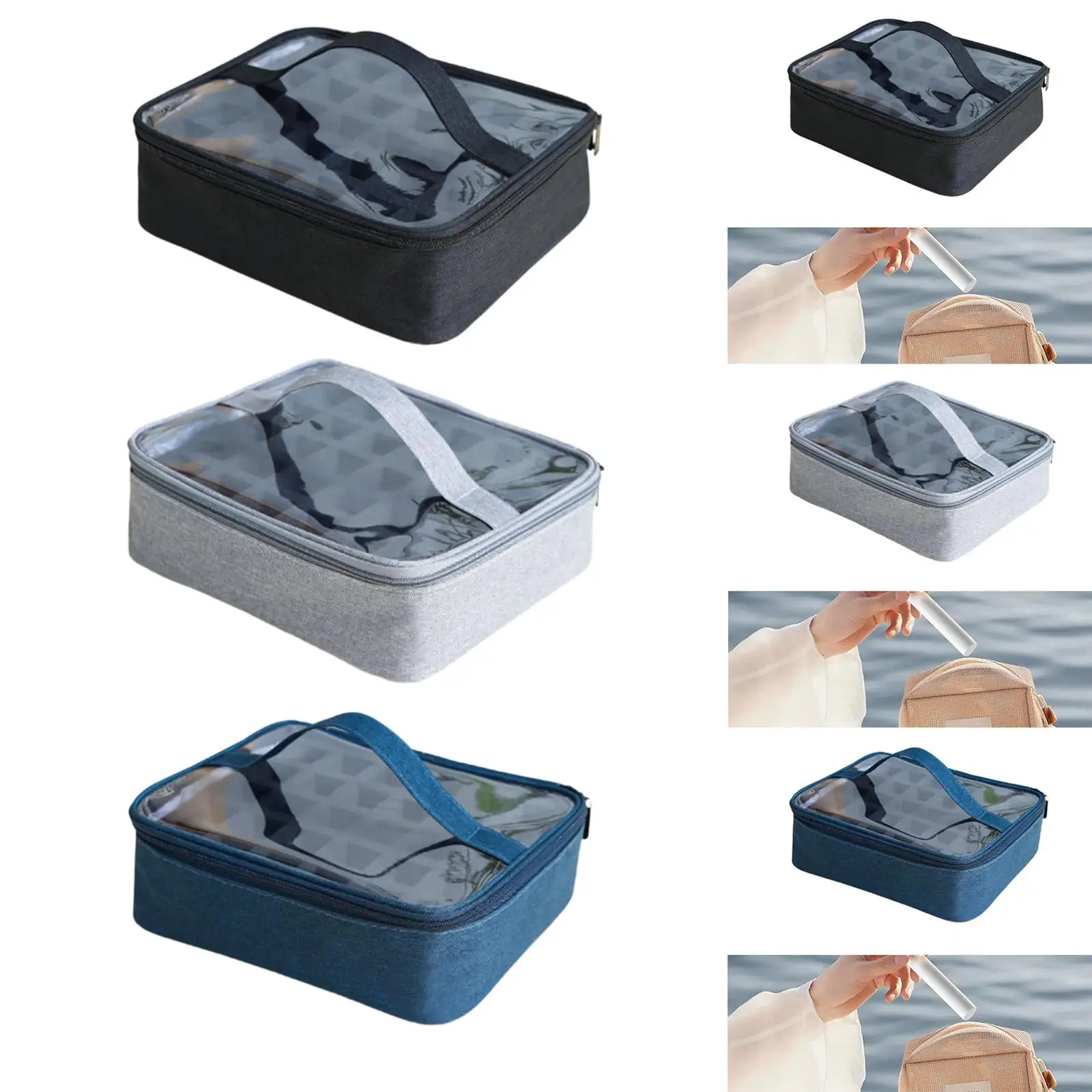 Transparent Cosmetic Bag Nail Polish Storage Box with Handle Small Capacity Organizer for Daily or Travel Use